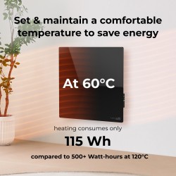 AENO Smart LED Wifi Black Glass Infrared Reversible Panel Heater 500W