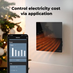 AENO Smart LED Wifi Black Glass Infrared Reversible Panel Heater 500W