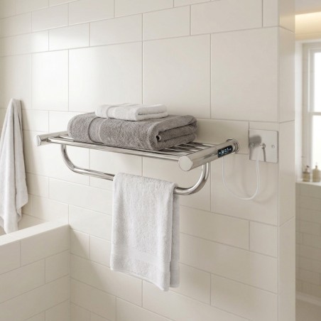 Ledge Polished Stainless Steel Dry Electric Heated Towel Shelf - 500 x 115mm