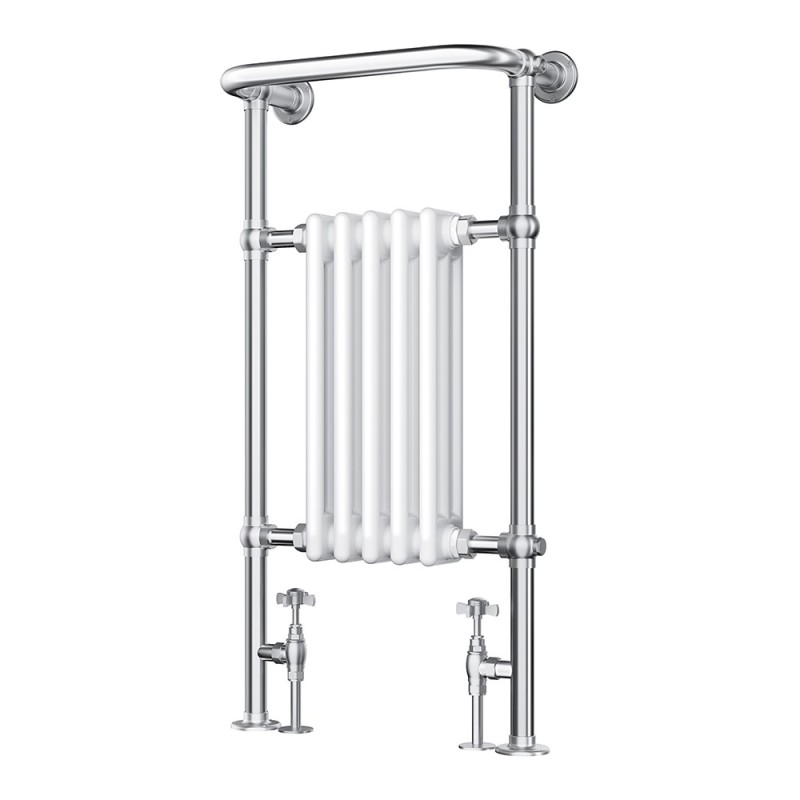 Henley Traditional Chrome & White Towel Rail - 498 x 940mm