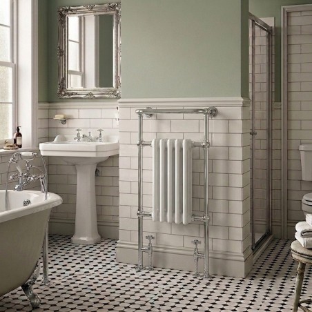 Henley Traditional Chrome & White Towel Rail - 498 x 940mm