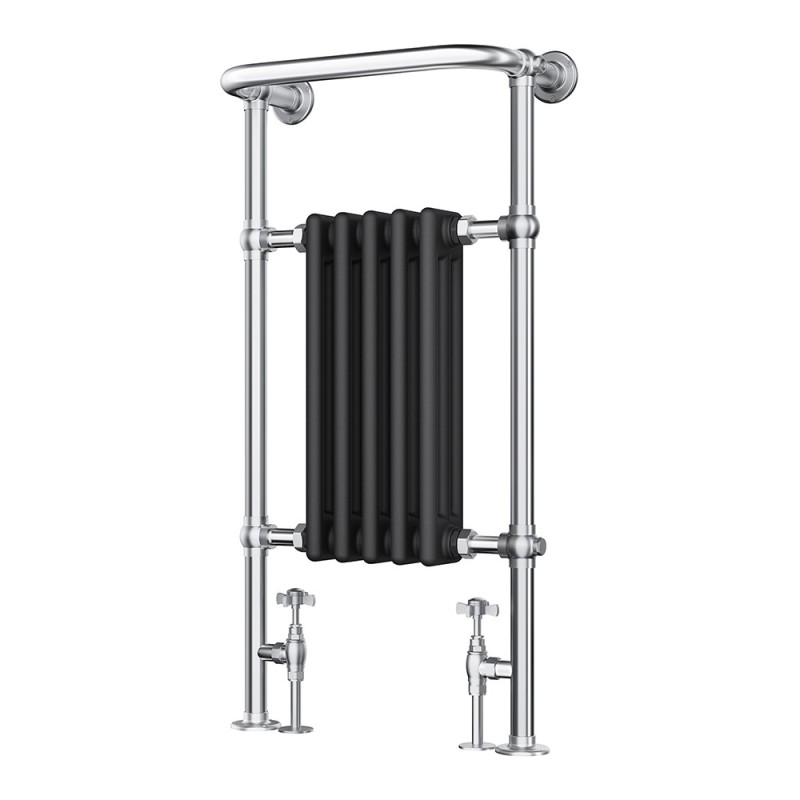 Henley Traditional Chrome & Black Towel Rail - 498 x 940mm
