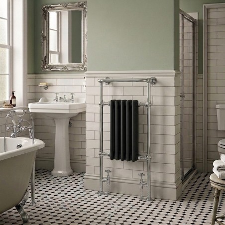 Henley Traditional Chrome & Black Towel Rail - 498 x 940mm