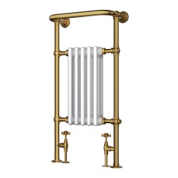 Henley Traditional Brass & White Towel Rail - 498 x 940mm