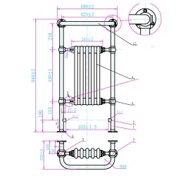 Henley Traditional Brass & Black Towel Rail - 498 x 940mm