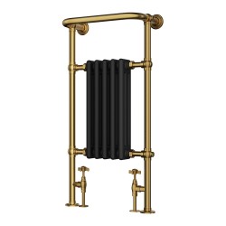 Henley Traditional Brass & Black Towel Rail - 498 x 940mm