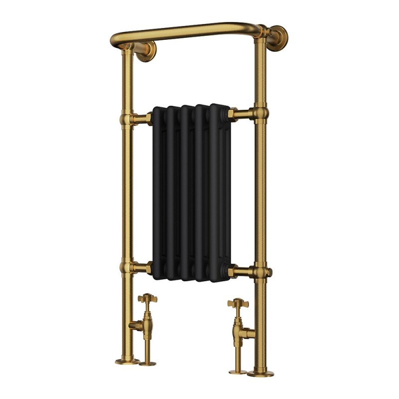 Henley Traditional Brass & Black Towel Rail - 498 x 940mm