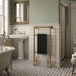 Henley Traditional Brass & Black Towel Rail - 498 x 940mm - closeup