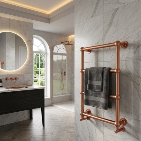 Alice Traditional Brushed Copper Towel Rail - 500 x 750mm