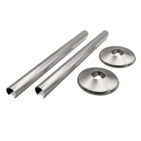 200mm Brushed Nickel "Snap On" Radiator Pipe & Collars