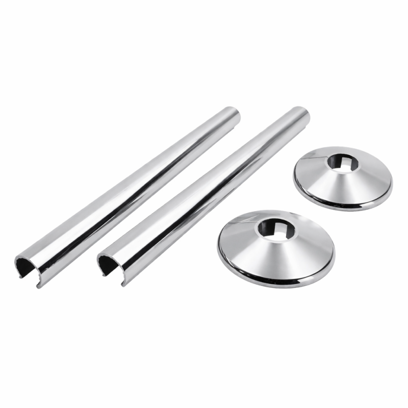 200mm Polished Chrome "Snap On" Retro Fit Radiator Pipe & Collars