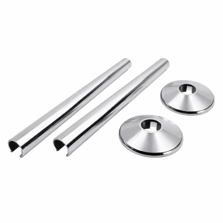 200mm Polished Chrome "Snap On" Retro Fit Radiator Pipe & Collars