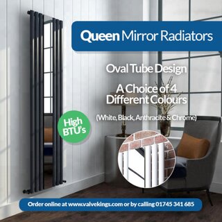 Queen Mirror Vertical Radiators, these stylish Oval Tube radiators are energy efficient and available in 4⃣ colour options.View our range of Mirror Radiators here - https://valvekings.com/65-mirror-radiators#designerradiator #designerradiators ...