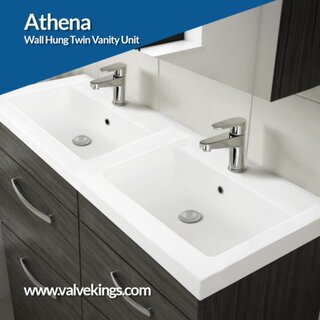 How stunning is the Athena wall hung Twin Vanity Unit? Perfect for those his & Hers bathrooms!! Hit the link to buy yours now - bit.ly/3BRNF9y#bathroominspo #homedesign #interiordesigner #bathrooms #homedecor #homeinspiration #bathroomrenovation  ...