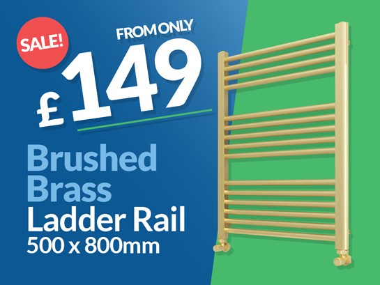 500 x 800mm Brushed Brass Ladder Rail
